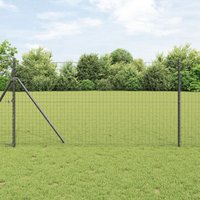 Berkfield Home Fence Posts Set Set of 7 Grey Metal