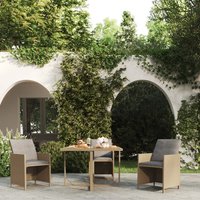 Berkfield Home Garden Table Beige 109x107x74 cm Poly Rattan&Solid Wood Acacia | Size: 109 x 107 x 74 cm