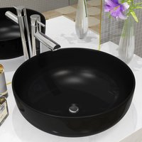 Berkfield Home Basin Ceramic Round Black 41.5x13.5 cm