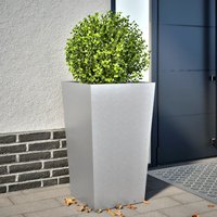 Berkfield Home Garden Planter 45x45x75 cm Galvanised Steel in Grey | Size: 45 x 45 x 75 cm