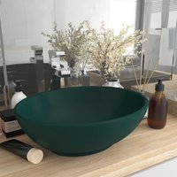 Berkfield Home Luxury Basin Oval-shaped Matt Dark Green 40x33 cm Ceramic