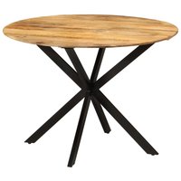 Berkfield Home Dining Table Ø110x78 cm Solid Wood Mango & Steel in Brown | Size: 110x78 cm