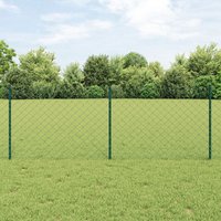 Berkfield Home Chain Link Fence with 10 U Posts Green 0.8x10 m Steel