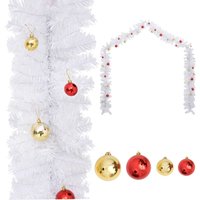 Berkfield Home Christmas Garland Decorated with Baubles White 5 m