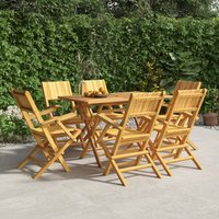 Berkfield Home Folding Garden Chairs 6 pcs 55x61x90 cm Solid Wood Teak in Brown | Size: 55 x 61 x 90 cm
