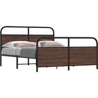 Metal Bed Frame without Mattress Oak 150x200 cm King