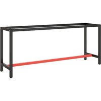 Berkfield Home Work Bench Frame Matte Black & Matte Red 190x50x79 cm Metal | Size: 190 x 50 x 79 cm