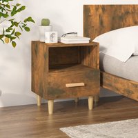 Berkfield Home Bedside Cabinet Smoked Oak 40x35x47 cm in Brown | Size: 40 x 35 x 47 cm