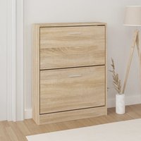 Berkfield Home Shoe Cabinet Oak 59x17x81 cm Engineered Wood in Brown | Size: 59 x 17 x 81 cm