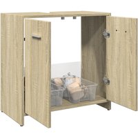 Berkfield Home Bathroom Sink Cabinet Sonoma Oak 60x33x60 cm Engineered Wood in Brown | Size: 60 x 33 x 60 cm