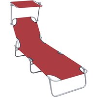 Berkfield Home Folding Sun Lounger with Canopy Red Aluminium