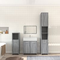 Berkfield Home 4 Piece Bathroom Furniture Set Grey Sonoma Engineered Wood