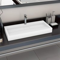 Berkfield Home Wash Basin 100x46x11 cm Mineral Cast/Marble Cast White | Size: 100 x 46 x 11 cm
