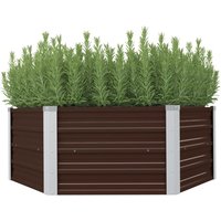 Berkfield Home Raised Garden Bed Brown 129x129x46 cm Galvanised Steel | Size: 129 x 129 x 46 cm