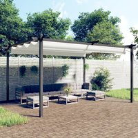 Garden Gazebo Retractable Roof 4x3 m Cream