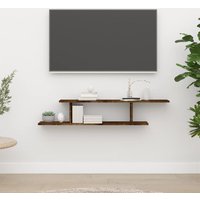 Berkfield Home Wall-Mounted TV Shelf Smoked Oak 125x18x23 cm Engineered Wood in Brown | Size: 125 x 18 x 23 cm