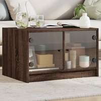 Berkfield Home Coffee Table with Glass Doors Brown Oak 68x50x42 cm | Size: 68 x 50 x 42 cm