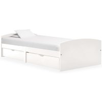 Berkfield Home Bed Frame with 2 Drawers White Solid Pine Wood 90x200 cm