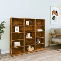 Berkfield Home CD Cabinet Smoked Oak 102x23x89.5 cm Engineered Wood in Brown