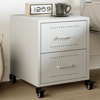 Berkfield Home Bedside Cabinet White 36x39x43.5 cm Steel