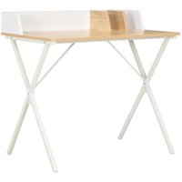 Berkfield Home Desk White & Natural 80x50x84 cm | Size: 80 x 50 x 84 cm