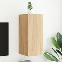 TV Wall Cabinet LED Lights Sonoma Oak 30.5x35x70 cm