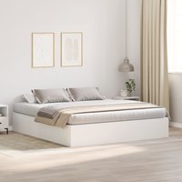 Berkfield Home Bed Frame White Wood King Storage Bed Frame Rectangular