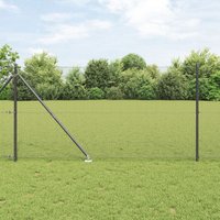 Berkfield Home Welded Wire Fence with 13 Spike Posts Grey 1.4x25 m Steel