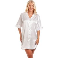 Lady Olga Women's British Made Satin Short Sleeved Nightshirt in Ivory | Size: 14-16