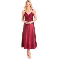Lady Olga Women's English Made Long Nightdress with Deep Lace Detail in Burgundy | Size: 22-24