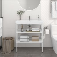 Berkfield Home Bathroom Washbasin Frame White 79x38x83 cm Iron | Size: 79 x 38 x 83 cm