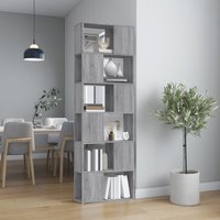 Berkfield Home Book Cabinet/Room Divider Grey Sonoma 60x24x186 cm | Size: 60 x 24 x 186 cm