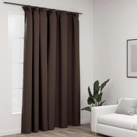 Berkfield Home Linen-Look Blackout Curtain with Hooks Taupe 290x245 cm