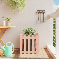 Berkfield Home Garden Planter with Fence Design 50x50x50 cm Solid Wood Douglas in Brown | Size: 50 x 50 x 50 cm