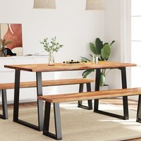 Berkfield Home Dining Table with Live Edge 160x80x75 cm Solid Wood Acacia in Brown | Size: 160 x 80 x 75 cm