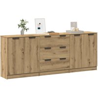 Berkfield Home Sideboards 3 pcs Artisan Oak 60x30x70 cm Engineered Wood in Brown | Size: 60 x 30 x 70 cm