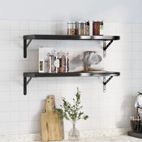 Berkfield Home Wall Shelves 2 pcs 75x23.5 cm Black Stainless Steel