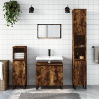 Berkfield Home Bathroom Cabinet Smoked Oak 30x30x190 cm Engineered Wood in Brown | Size: 30 x 30 x 190 cm
