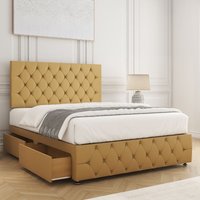 Mulberry Divan Bed Plush 24" Headboard 2 Drawers Same Side & Mattress Double