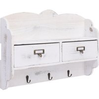 Berkfield Home Wall Mounted Coat Rack White 50x10x34 cm Wood | Size: 50 x 10 x 34 cm