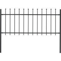 Berkfield Home Garden Fence with Spear Top Steel 1.7x0.8 m Black