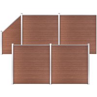 Berkfield Home WPC Fence Set 4 Square + 1 Slanted 792x186 cm Brown