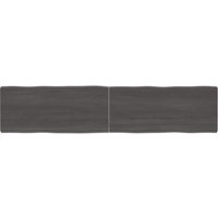 Berkfield Home Table Top Dark Grey 180x40x(2-6) cm Treated Solid Wood Live Edge in Brown