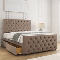 Maya Plush Velvet Divan Bed 24"Headboard 2Drawers Same Side & Mattress Single