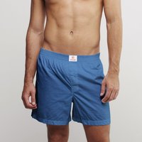 CLAUDIO LUGLI Textured Cotton Poplin Print Boxer Shorts in Blue | Size: Medium