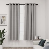 Berkfield Home Linen-Look Blackout Curtains with Grommets 2pcs Grey 140x175cm | Size: 140x175 cm