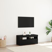 Berkfield Home TV Stand with LED Lights - Black Oak, 90x35x40 cm, Made of Engineered Wood | Size: 90 x 35 x 40 cm