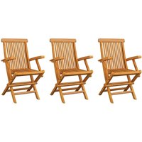 Berkfield Home Garden Chairs 3 pcs Solid Teak Wood in Brown