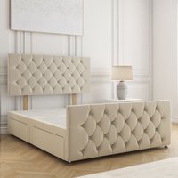 Maya Plush Divan Bed 24" Headboard & Footboard 4Drawers & No Mattress Double