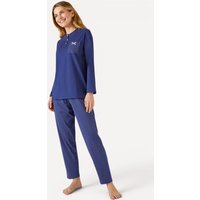 Damart Women's Cosy Pull-On Cotton Pyjamas For Comfortable Sleepwear in Midnight | Size: 2XL